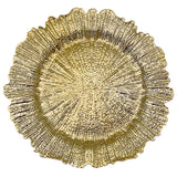 6 Pc Round Reef Design Acrylic Plastic Charger Plates 13" Gold