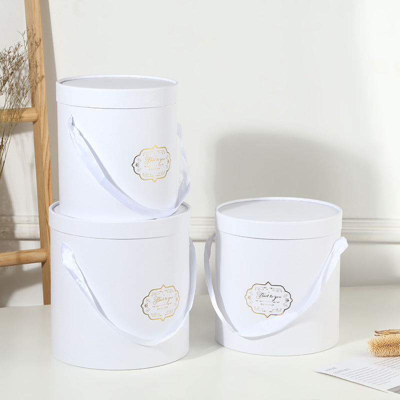 Set of 3 Round Gift Box with Lids White