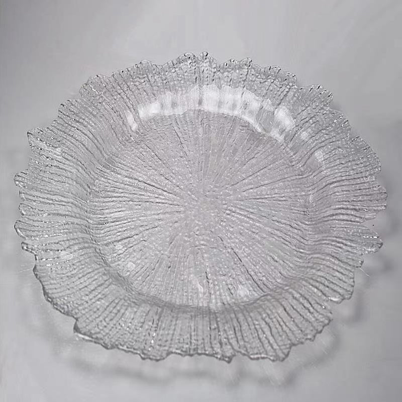 6 Pc Round Reef Design Acrylic Plastic Charger Plates 13" Transparent