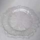 6 Pc Round Reef Design Acrylic Plastic Charger Plates 13" Transparent