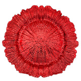 6 Pc Round Reef Design Acrylic Plastic Charger Plates 13" Red