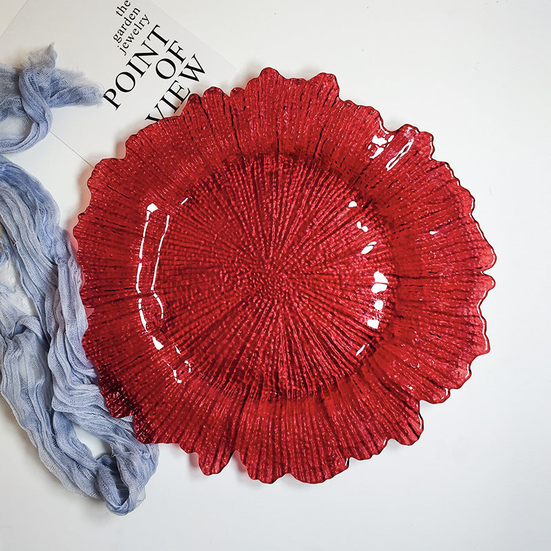 6 Pc Round Reef Design Acrylic Plastic Charger Plates 13" Red