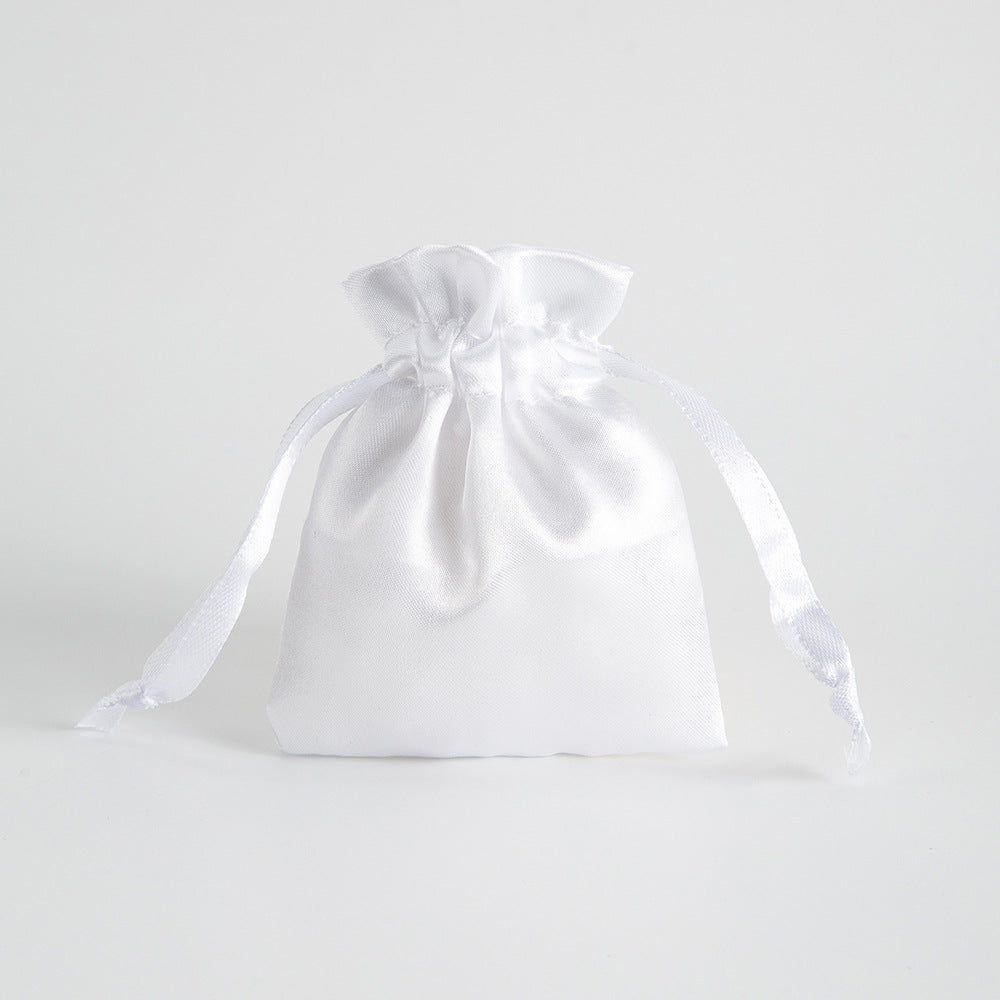 12 Pc Satin Drawstring Wedding Party Favor Bags White