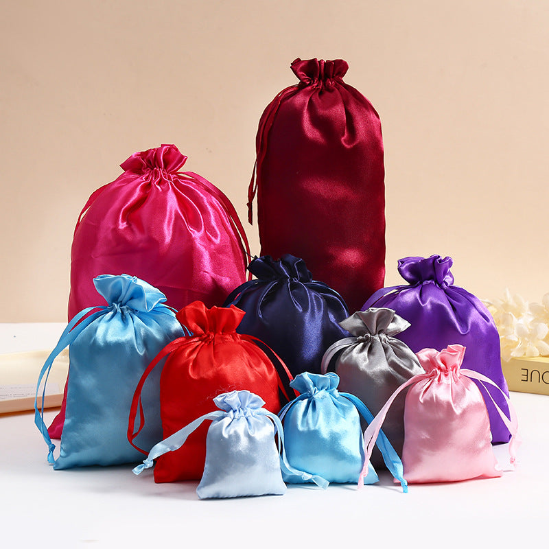 12 Pc Satin Drawstring Wedding Party Favor Bags Navy Blue