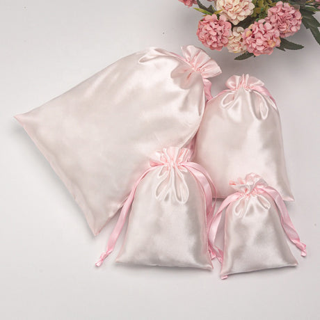 12 Pc Satin Drawstring Wedding Party Favor Bags Gold