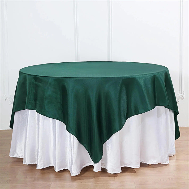 Satin Table Overlay 85"x85" Dark Green