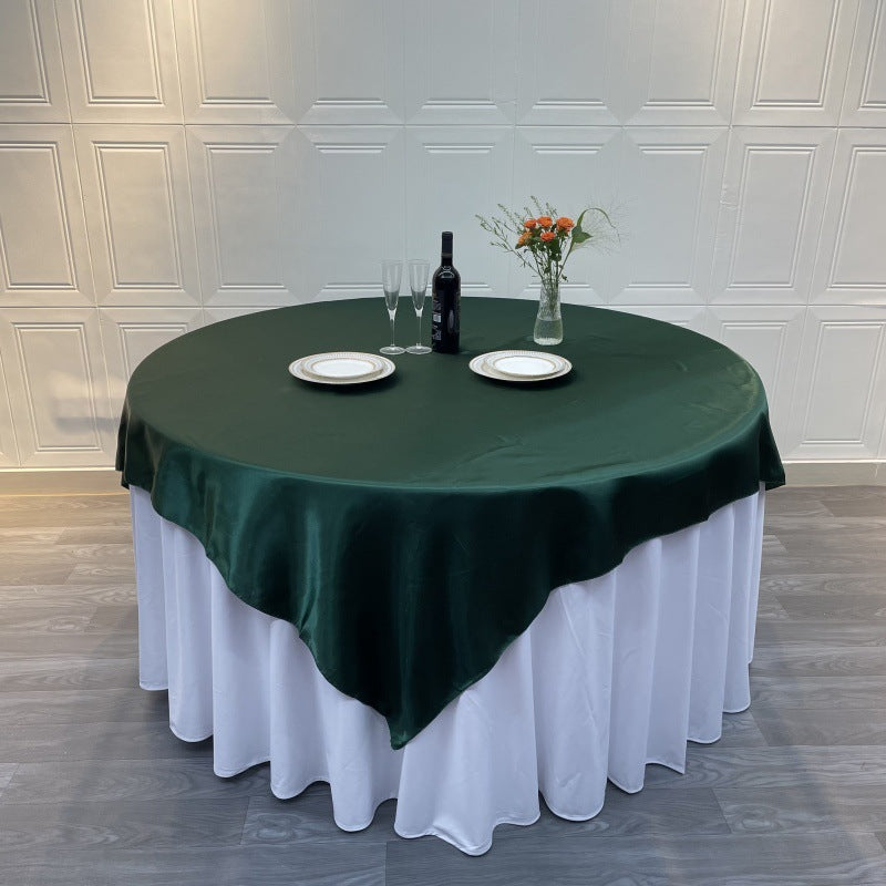 Satin Table Overlay 72"x72" Navy Blue