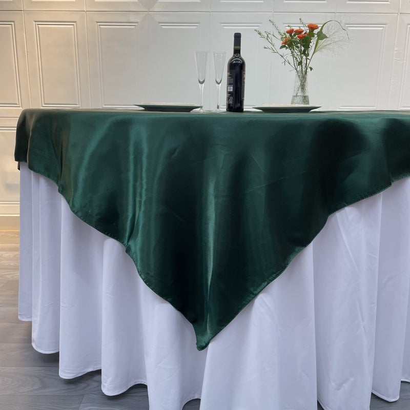 Satin Table Overlay 72"x72" Navy Blue