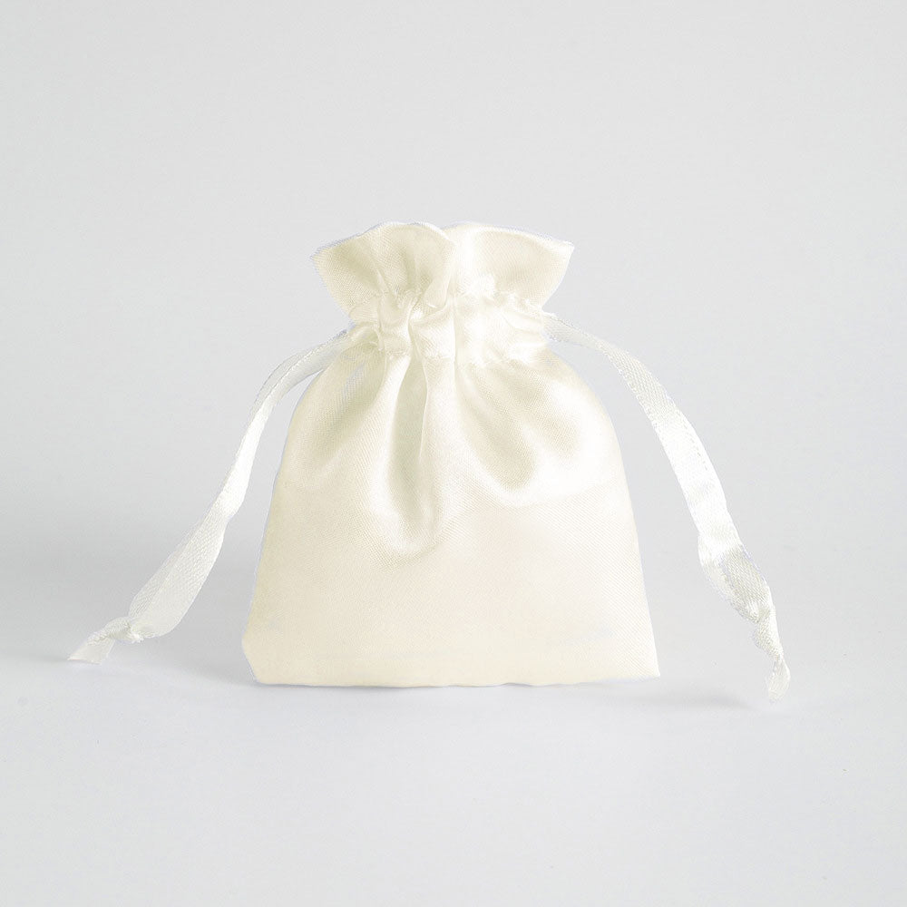 12 Pc Satin Drawstring Wedding Party Favor Bags Off White