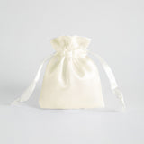 12 Pc Satin Drawstring Wedding Party Favor Bags Off White