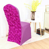 Satin Rosette Spandex Stretch Banquet Chair Cover Purple