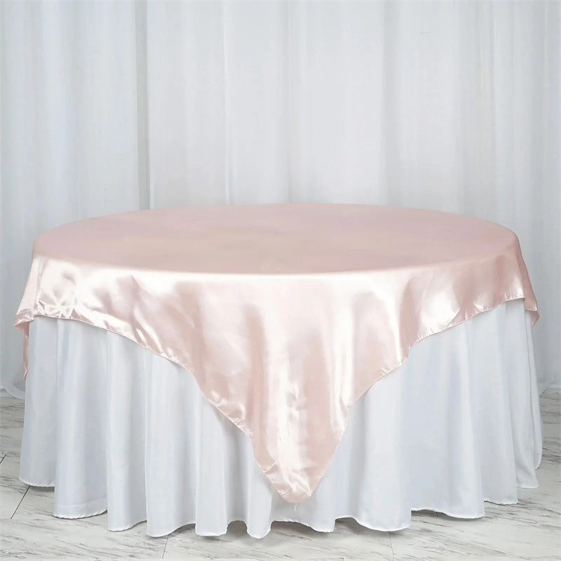 Satin Table Overlay 85"x85" Light Pink