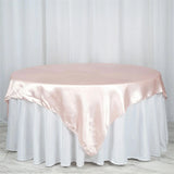Satin Table Overlay 85"x85" Light Pink