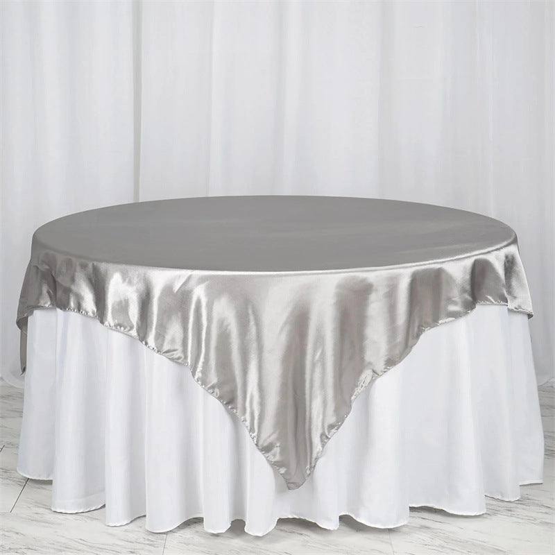 Satin Table Overlay 85"x85" Light Gray