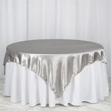 Satin Table Overlay 85"x85" Light Gray