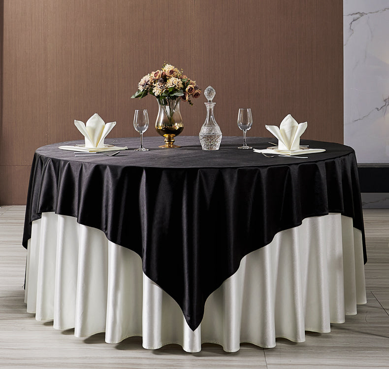 Satin Table Overlay 72"x72" Navy Blue