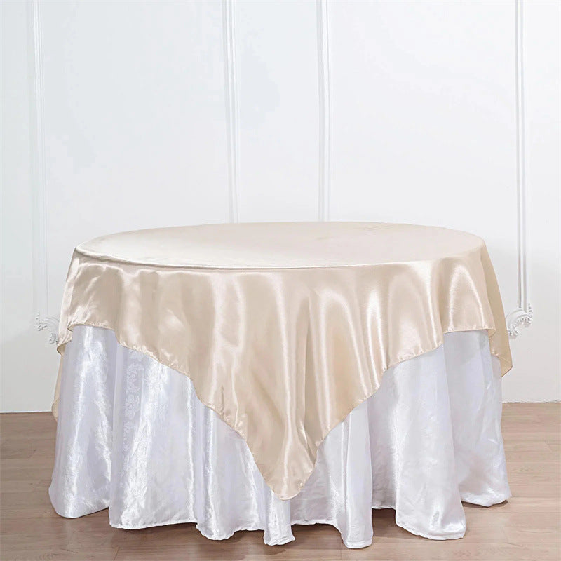 Satin Table Overlay 85"x85" Beige