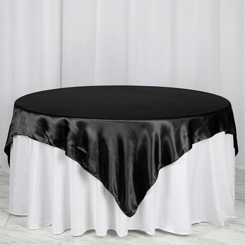 Satin Table Overlay 85"x85" Black