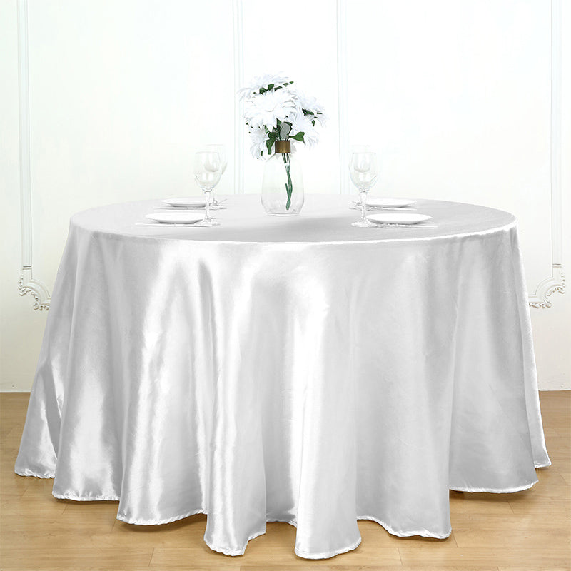 Weddings Satin Round Tablecloth White