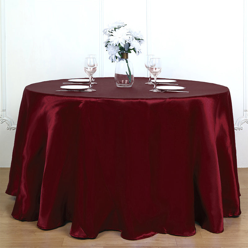 Weddings Satin Round Tablecloth Burgundy