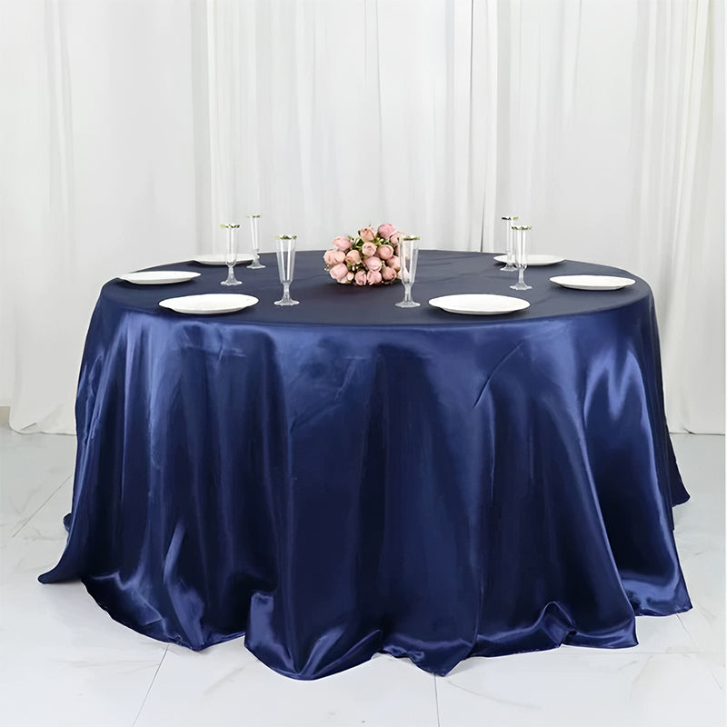 Weddings Satin Round Tablecloth Blue