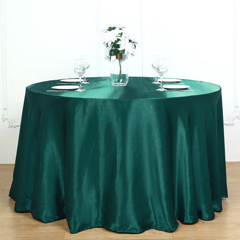 Weddings Satin Round Tablecloth Dark Green
