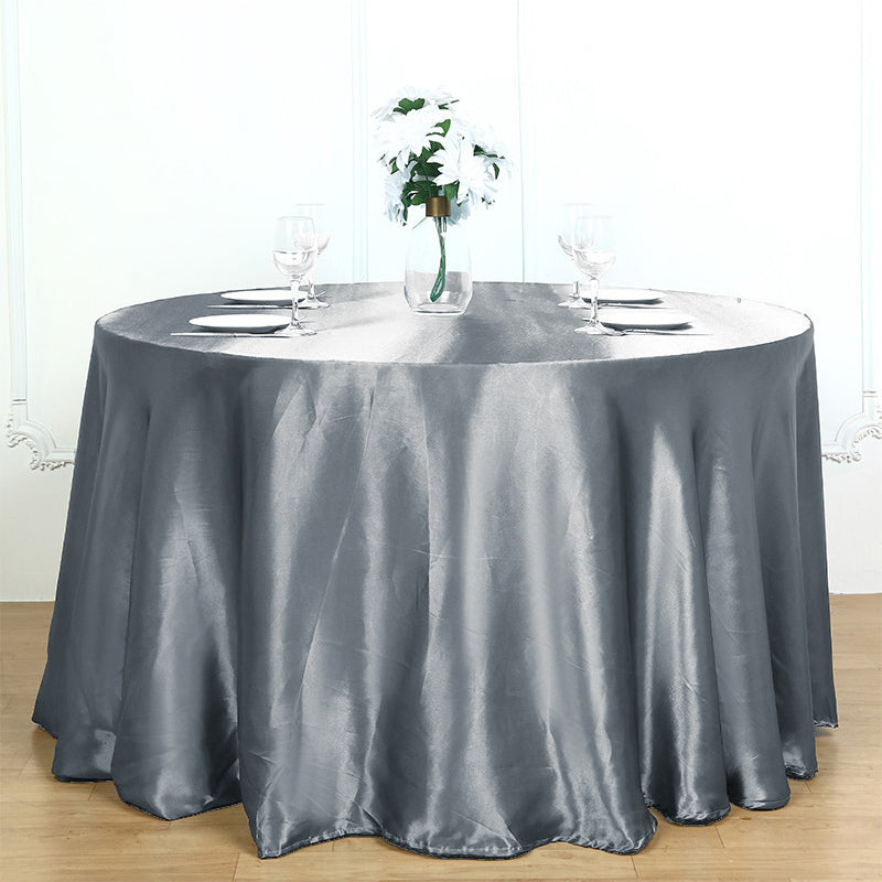 Weddings Satin Round Tablecloth Silver Gray