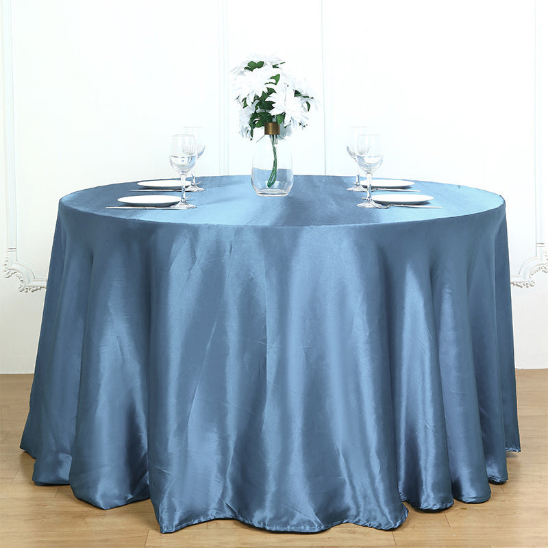 Weddings Satin Round Tablecloth Dusty Blue