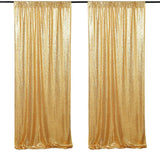 Gold Sequin Backdrop Drape Curtains with Rod Pockets - 8ftx8ft