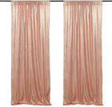 Rose Gold Sequin Backdrop Drape Curtains with Rod Pockets - 8ftx8ft