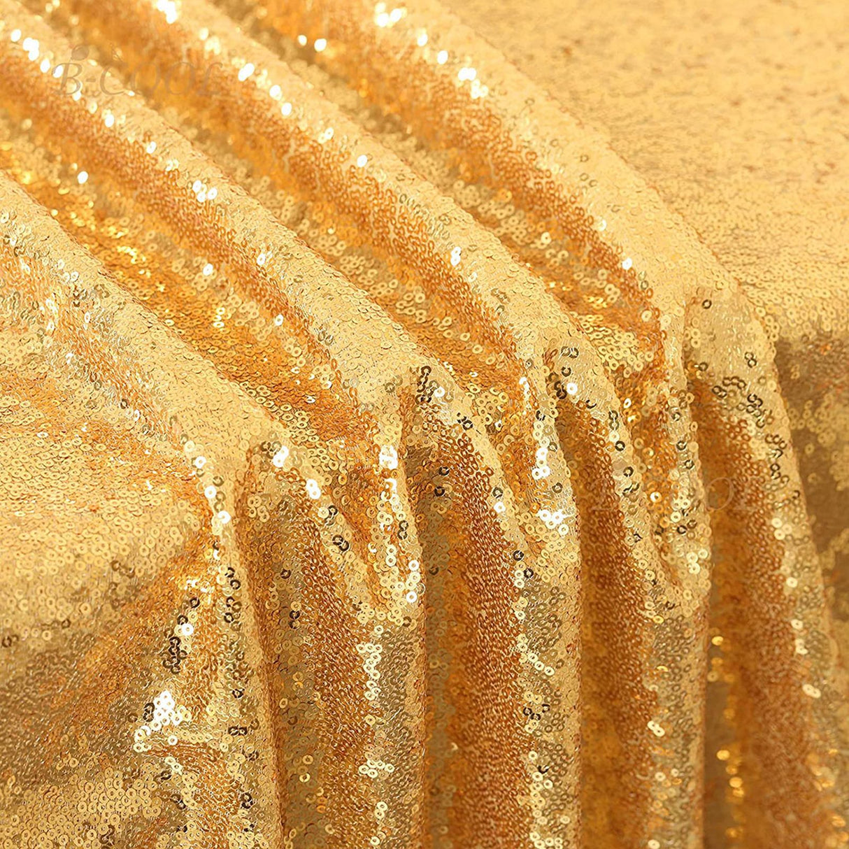 Gold Sequin Backdrop Drape Curtains with Rod Pockets - 8ftx8ft