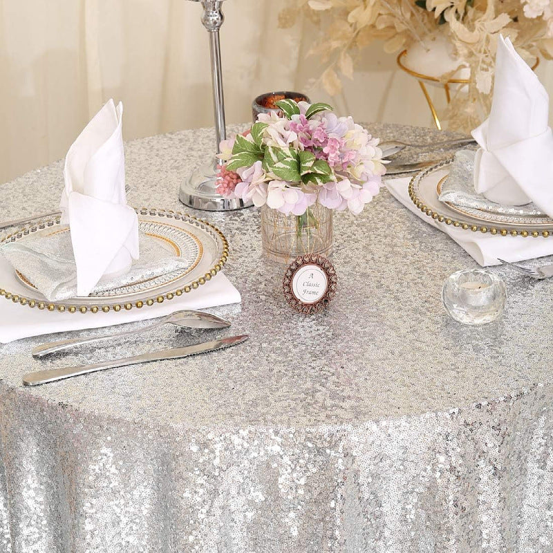 Sequin Square Table Overlay 90"x90" Champagne