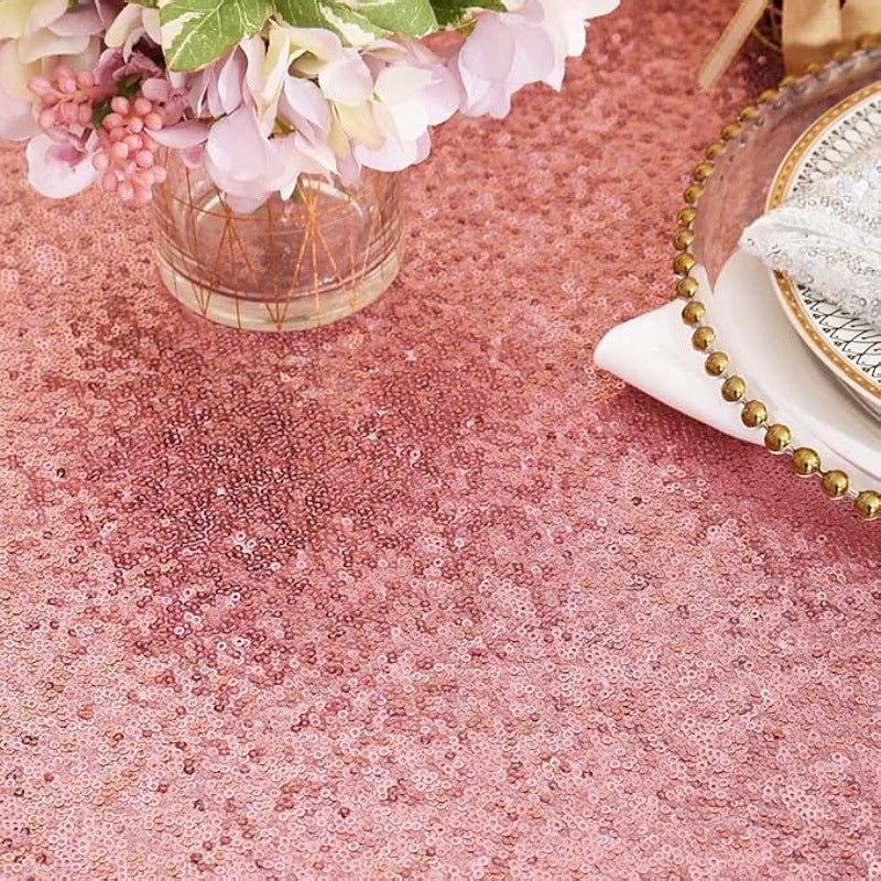 Sequin Square Table Overlay 90"x90" Champagne