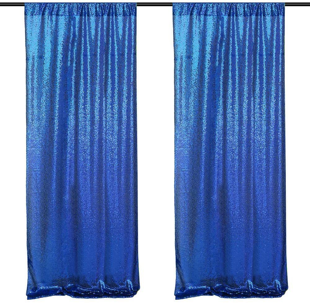 Royal Blue Sequin Backdrop Drape Curtains with Rod Pockets - 8ftx8ft