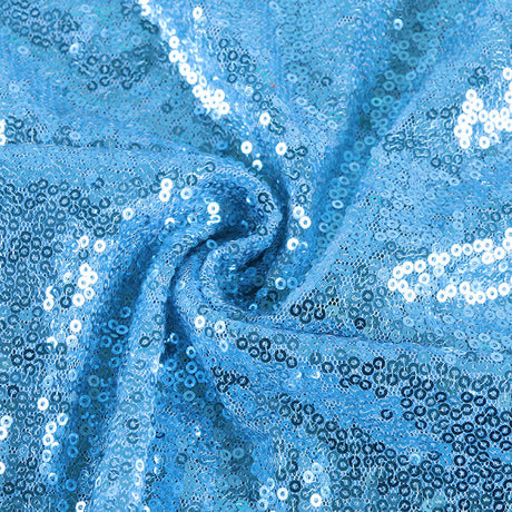 Sky Blue Sequin Backdrop Drape Curtains with Rod Pockets - 8ftx8ft