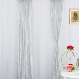 Silver Sequin Backdrop Drape Curtains with Rod Pockets - 8ftx8ft