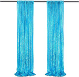 Lake Blue Sequin Backdrop Drape Curtains with Rod Pockets - 8ftx8ft