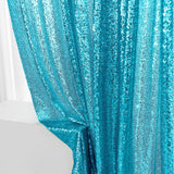 Lake Blue Sequin Backdrop Drape Curtains with Rod Pockets - 8ftx8ft