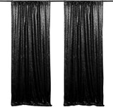 Black Sequin Backdrop Drape Curtains with Rod Pockets - 8ftx8ft