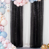 Black Sequin Backdrop Drape Curtains with Rod Pockets - 8ftx8ft