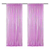 Light Purple Sequin Backdrop Drape Curtains with Rod Pockets - 8ftx8ft