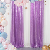 Light Purple Sequin Backdrop Drape Curtains with Rod Pockets - 8ftx8ft