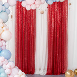 Red Sequin Backdrop Drape Curtains with Rod Pockets - 8ftx8ft