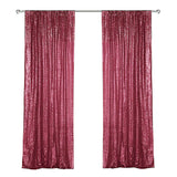 Wine Red Sequin Backdrop Drape Curtains with Rod Pockets - 8ftx8ft