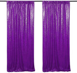 Dark Purple Sequin Backdrop Drape Curtains with Rod Pockets - 8ftx8ft