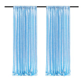 Sky Blue Sequin Backdrop Drape Curtains with Rod Pockets - 8ftx8ft