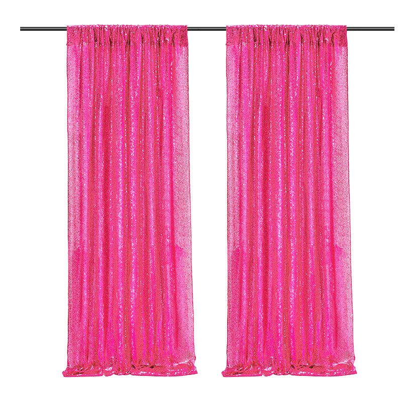 Rose Red Sequin Backdrop Drape Curtains with Rod Pockets - 8ftx8ft