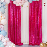 Rose Red Sequin Backdrop Drape Curtains with Rod Pockets - 8ftx8ft