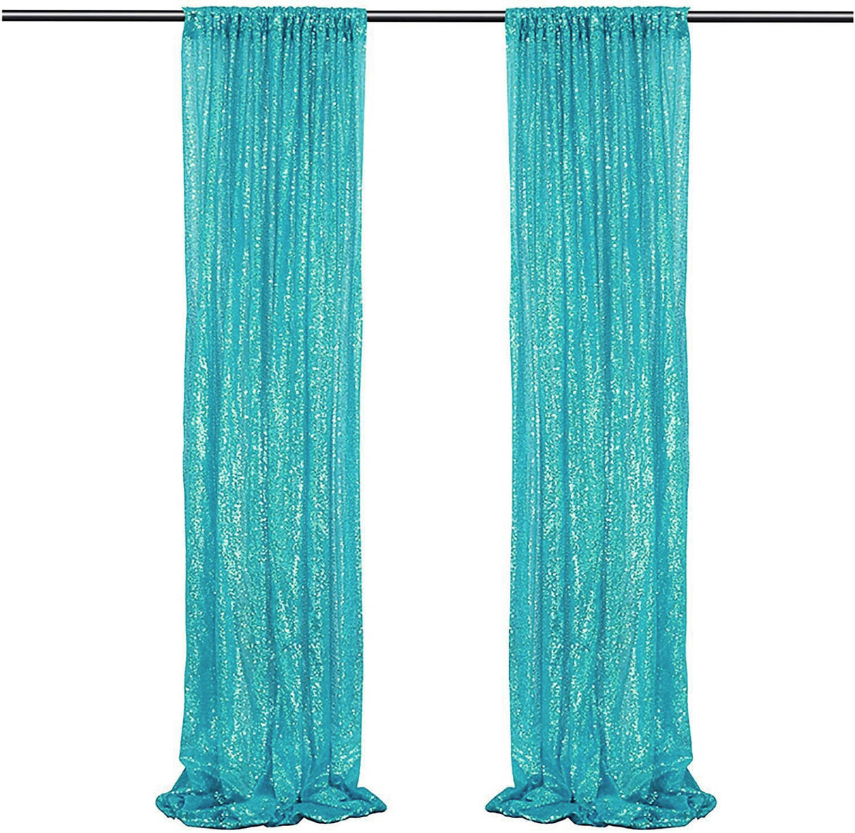 Malachite Green Sequin Backdrop Drape Curtains with Rod Pockets - 8ftx8ft