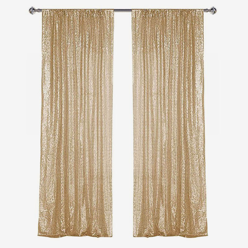 Champagne Sequin Backdrop Drape Curtains with Rod Pockets - 8ftx8ft